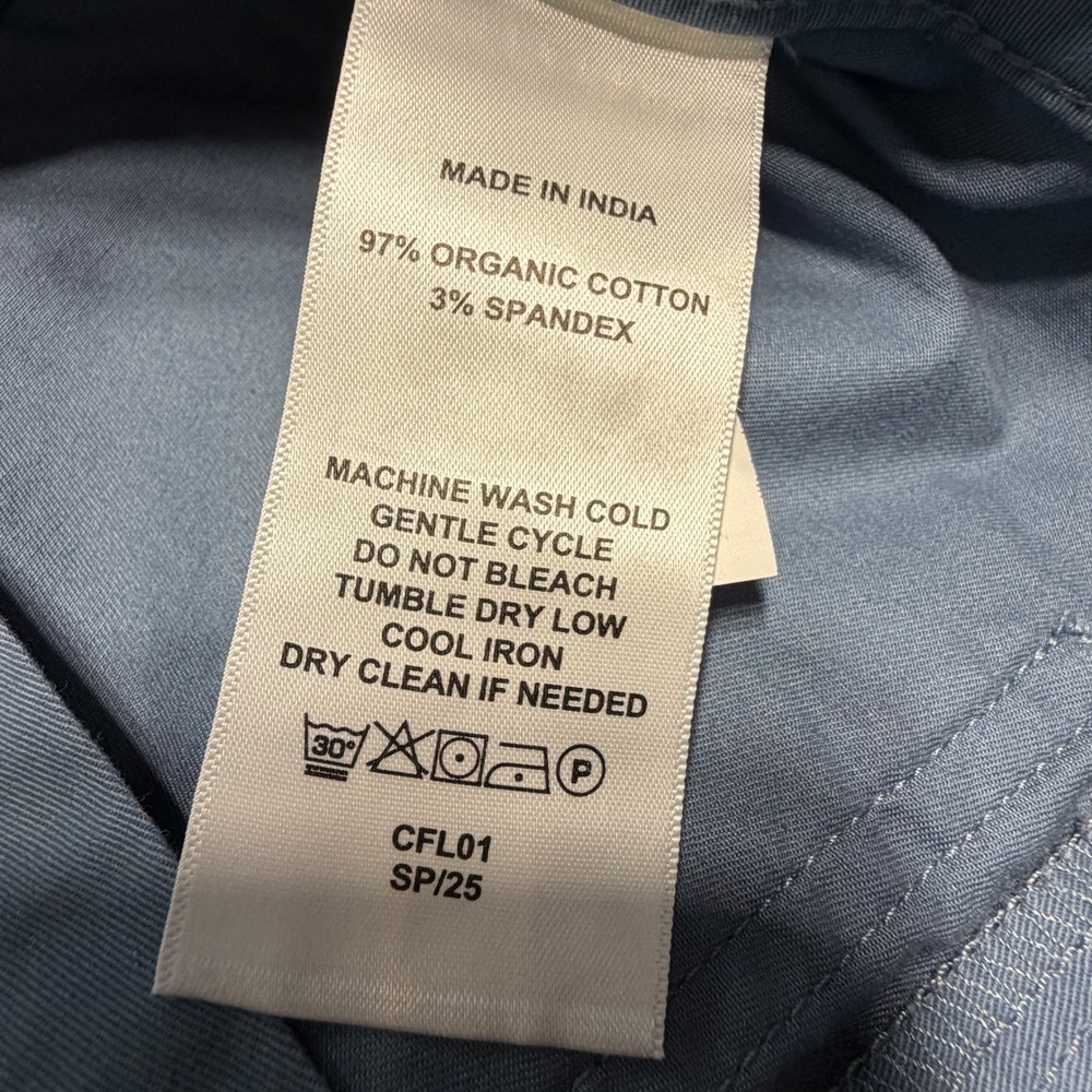 Quince Organic Stretch Cotton Chino Cropped Wide Leg Aegean Blue Pants - Picture 11 of 16